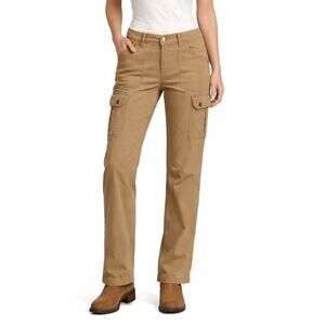 Womens duluth Cargo Pants Tan Utility Workwear Stretch 30x27 Straight Leg